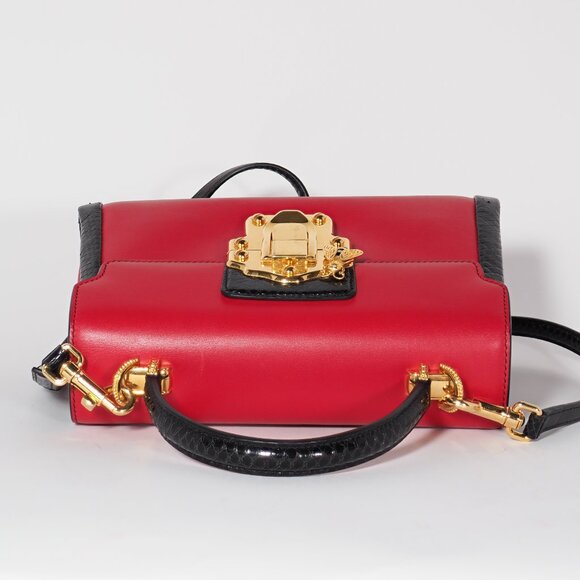 Dolce & Gabbana Red Leather Top Handle Shoulder Bag with Gold Hardware - Picture 15 of 15